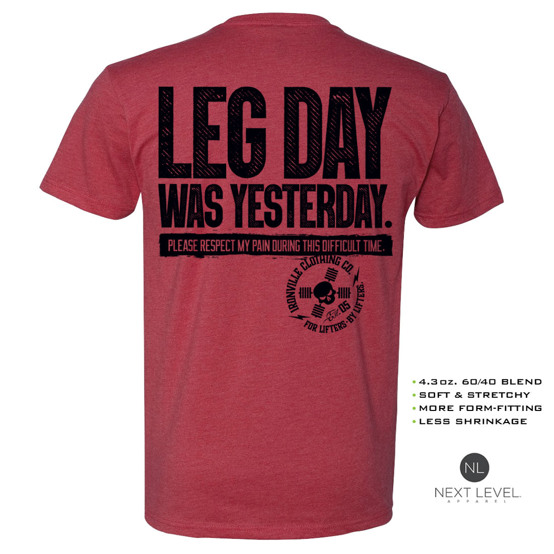 Ironville LEG DAY Soft-Blend Gym T-shirt - Main Image