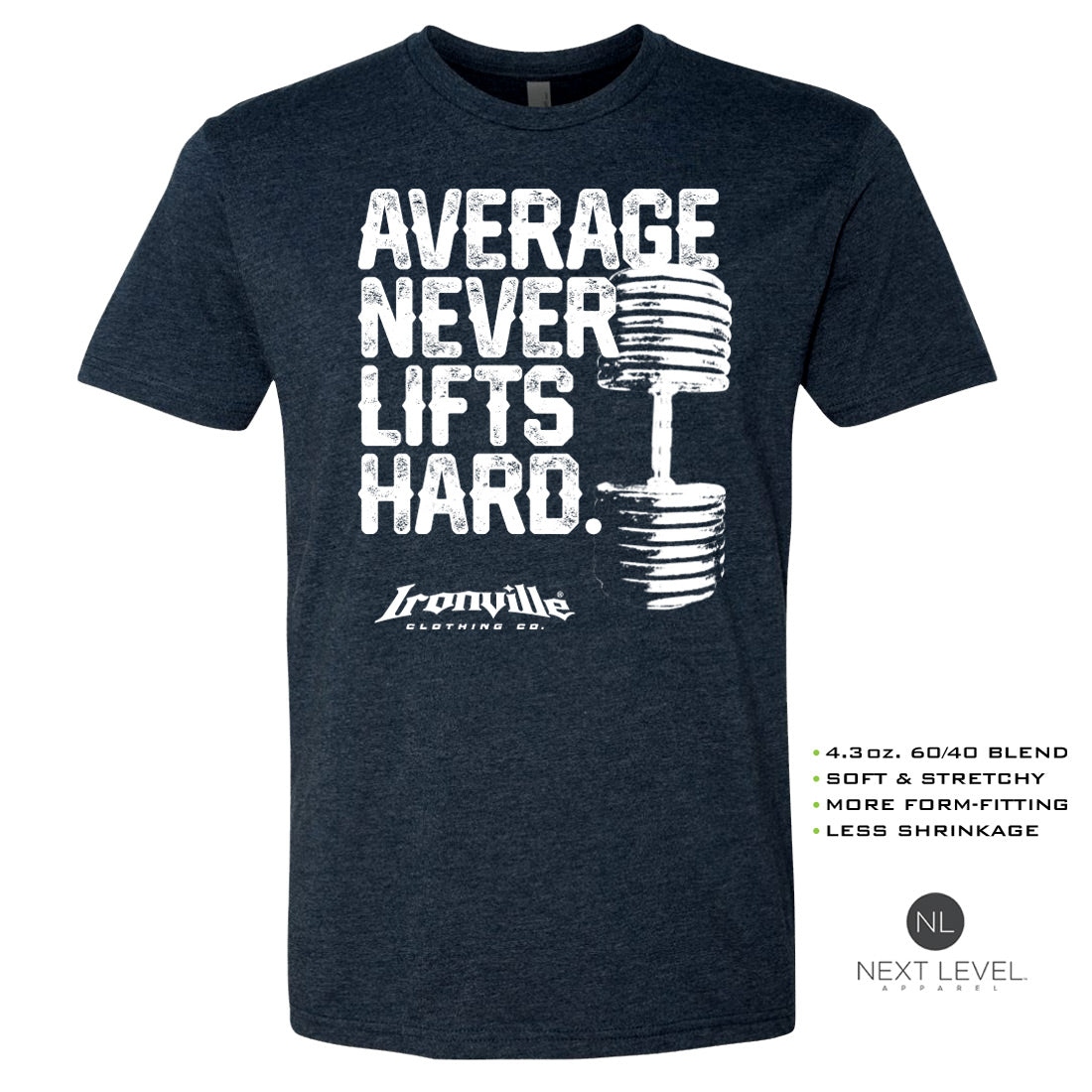 Ironville AVERAGE NEVER LIFTS Soft-Blend Gym Tshirt