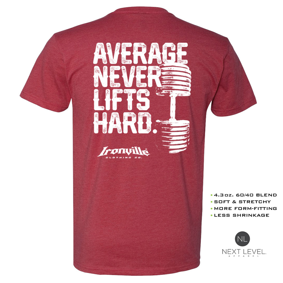 Ironville AVERAGE NEVER LIFTS Soft-Blend Gym Tshirt