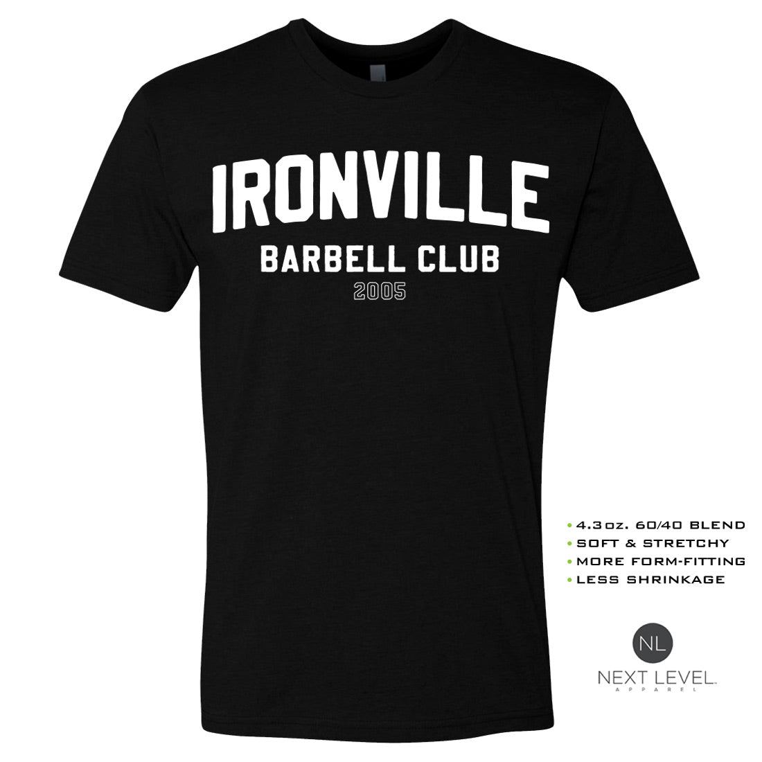 Ironville BARBELL CLUB Soft-Blend Fitted Gym T-shirt