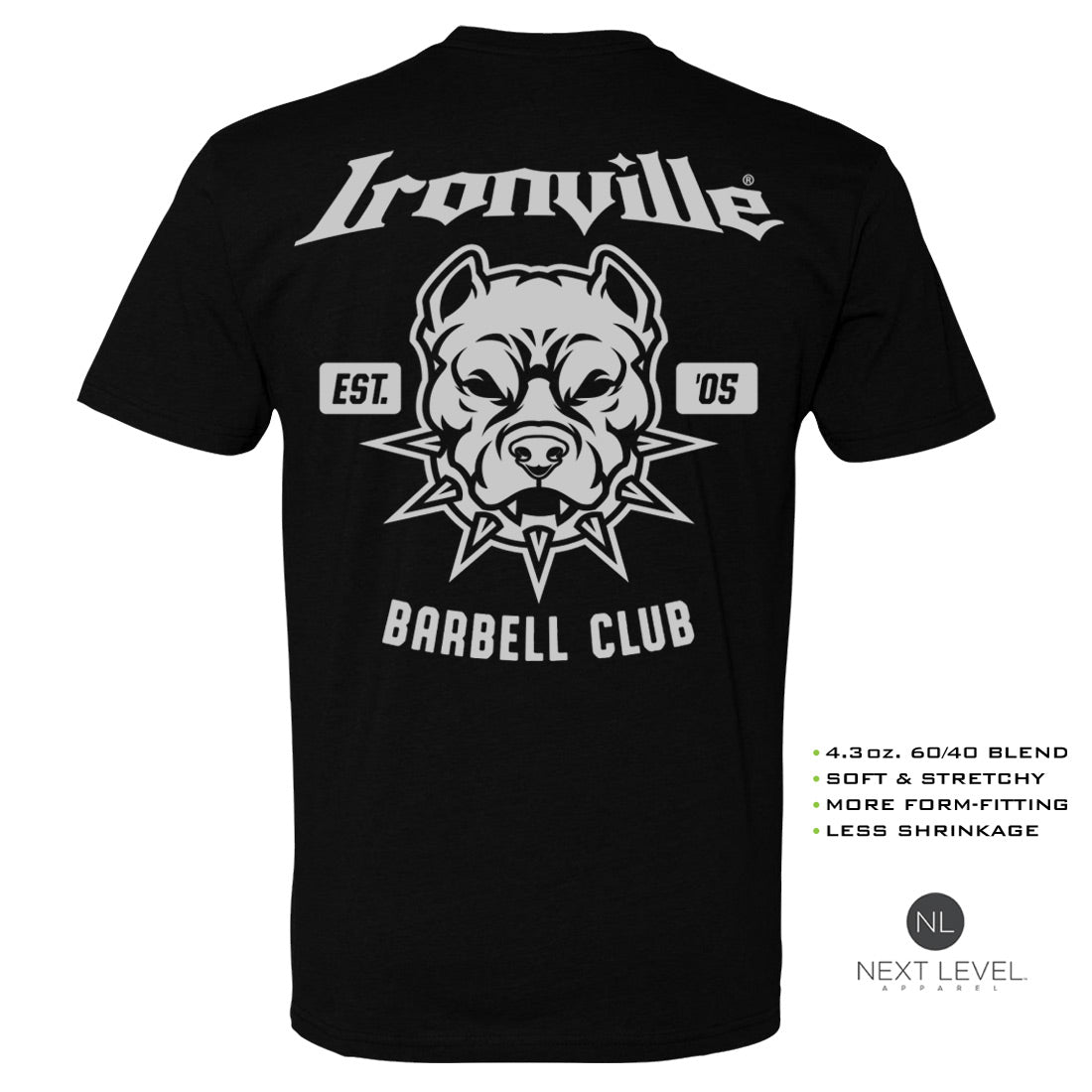 Ironville BARBELL PITBULL Soft-Blend Fitted Gym T-shirt