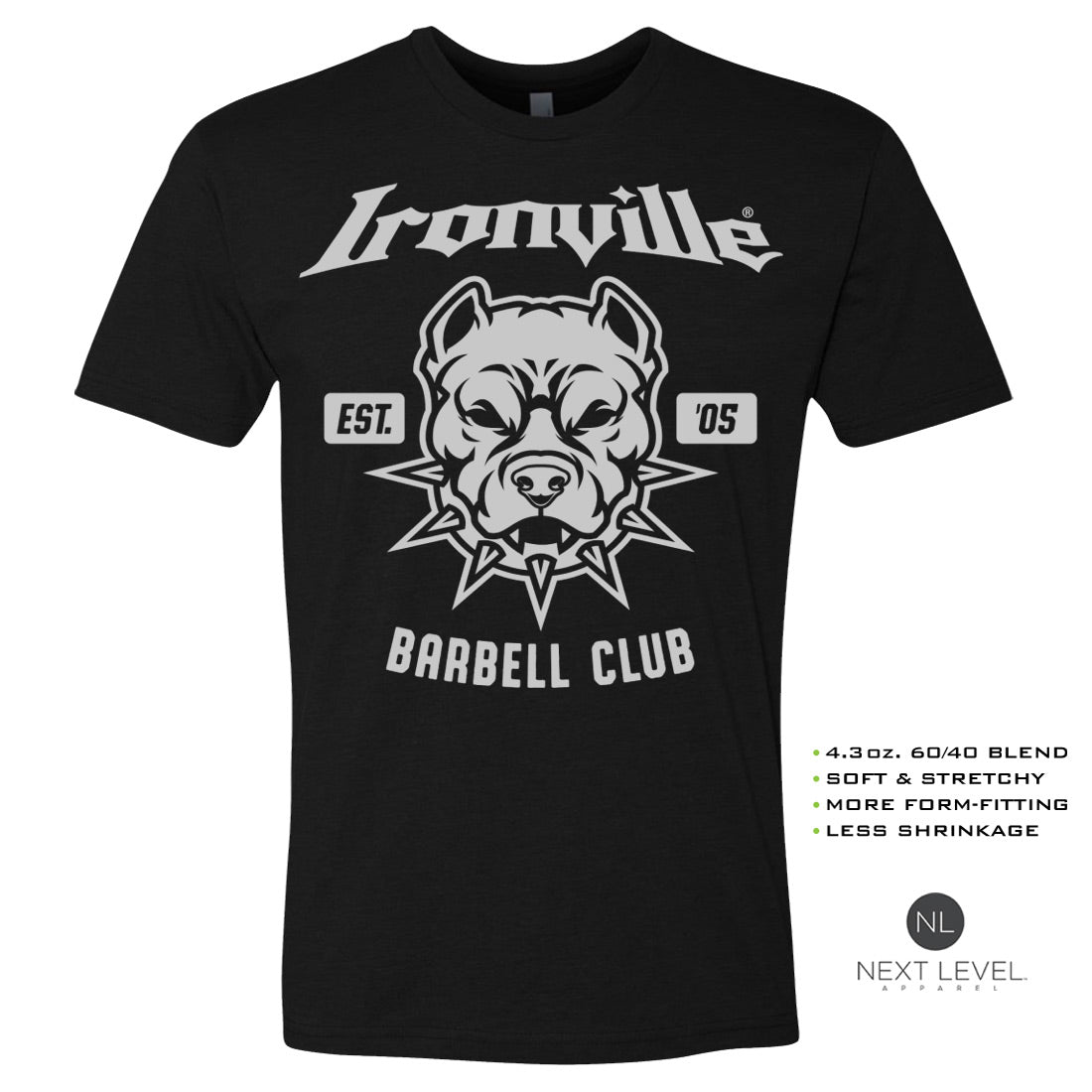 Ironville BARBELL PITBULL Soft-Blend Fitted Gym T-shirt