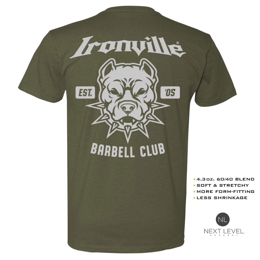 Ironville BARBELL PITBULL Soft-Blend Fitted Gym T-shirt