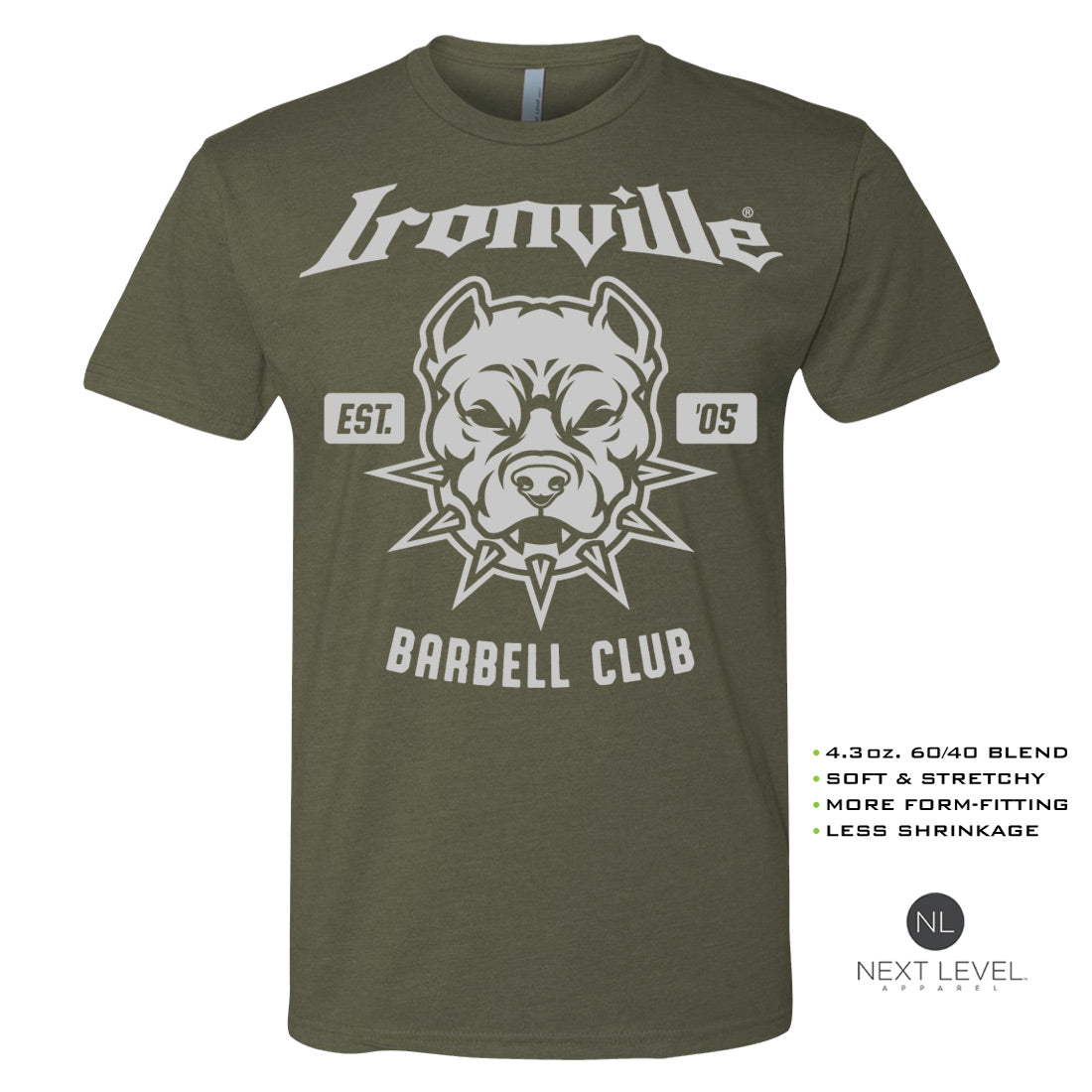 Ironville BARBELL PITBULL Soft-Blend Fitted Gym T-shirt