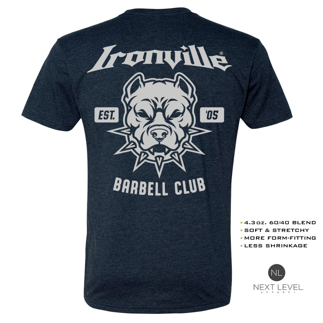 Ironville BARBELL PITBULL Soft-Blend Fitted Gym T-shirt