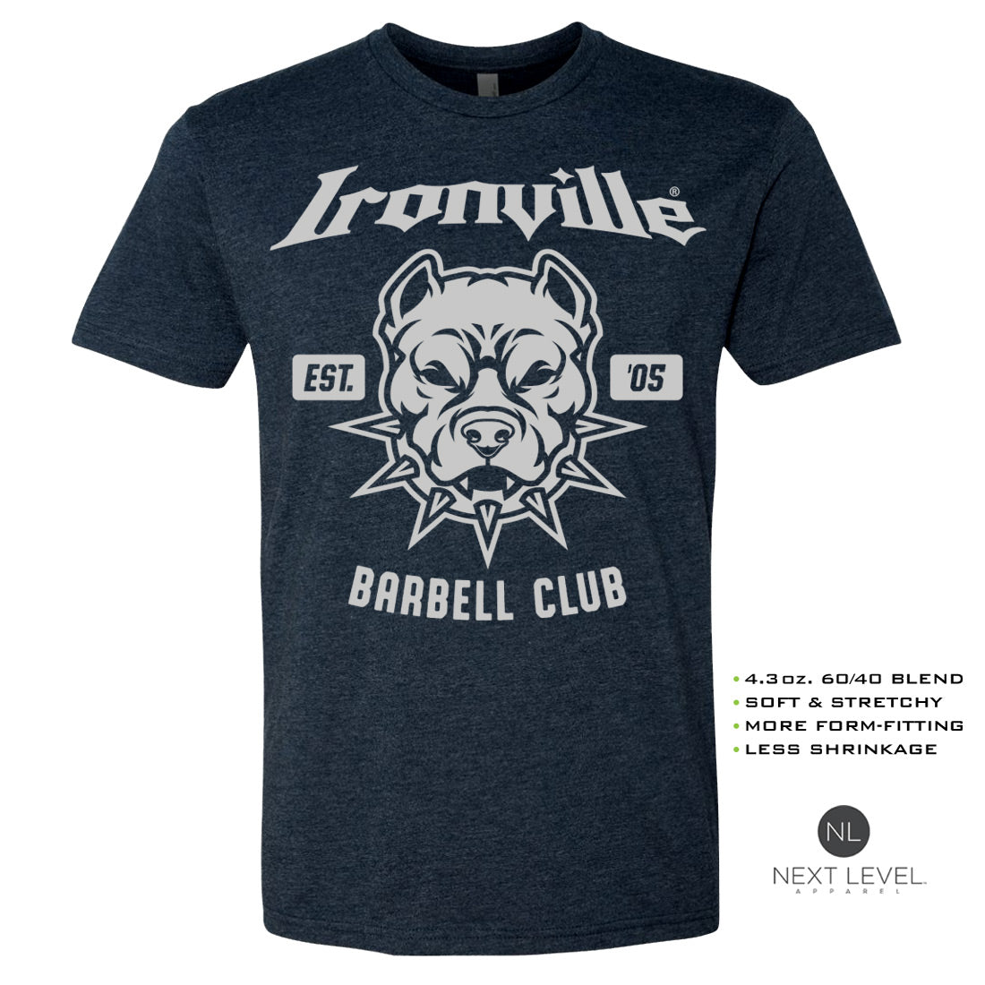 Ironville BARBELL PITBULL Soft-Blend Fitted Gym T-shirt