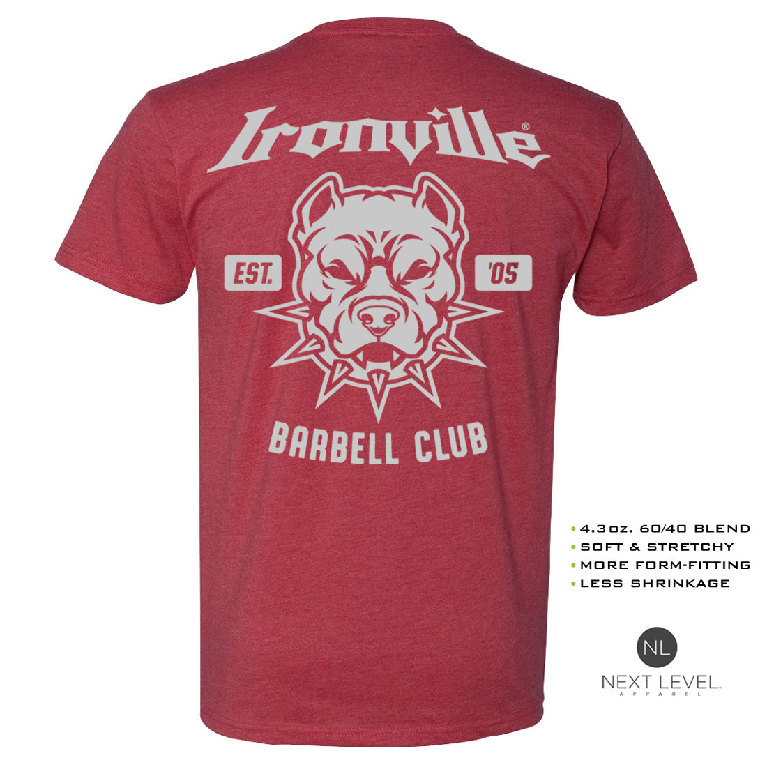 Ironville BARBELL PITBULL Soft-Blend Fitted Gym T-shirt