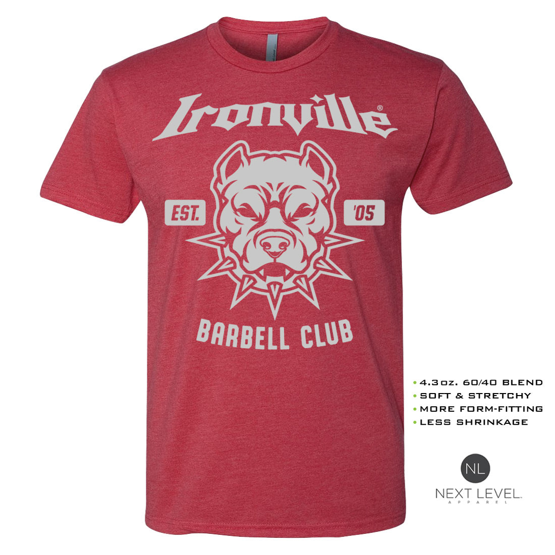 Ironville BARBELL PITBULL Soft-Blend Fitted Gym T-shirt