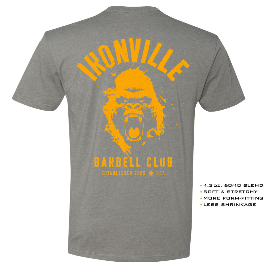 Ironville Clothing BARBELL SILVERBACK Soft-Blend Gym Tee