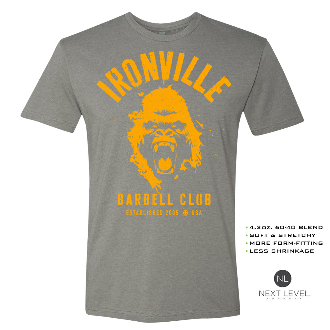 Ironville Clothing BARBELL SILVERBACK Soft-Blend Gym Tee