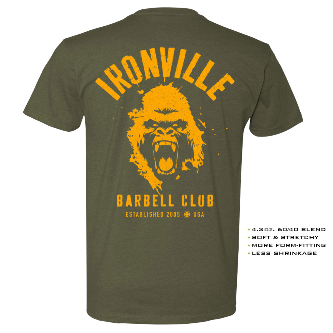 Ironville Clothing BARBELL SILVERBACK Soft-Blend Gym Tee