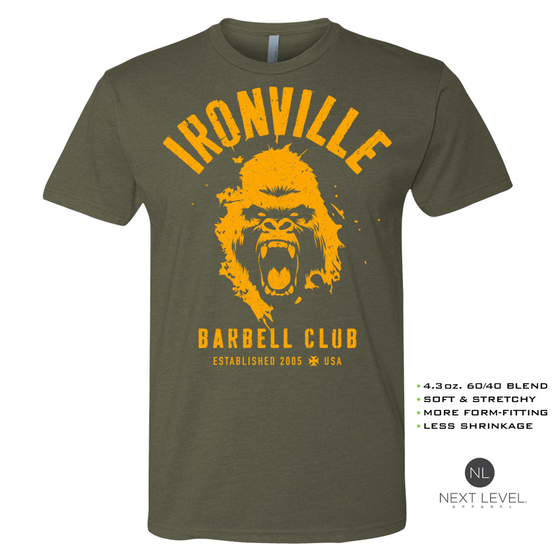 Ironville Clothing BARBELL SILVERBACK Soft-Blend Gym Tee