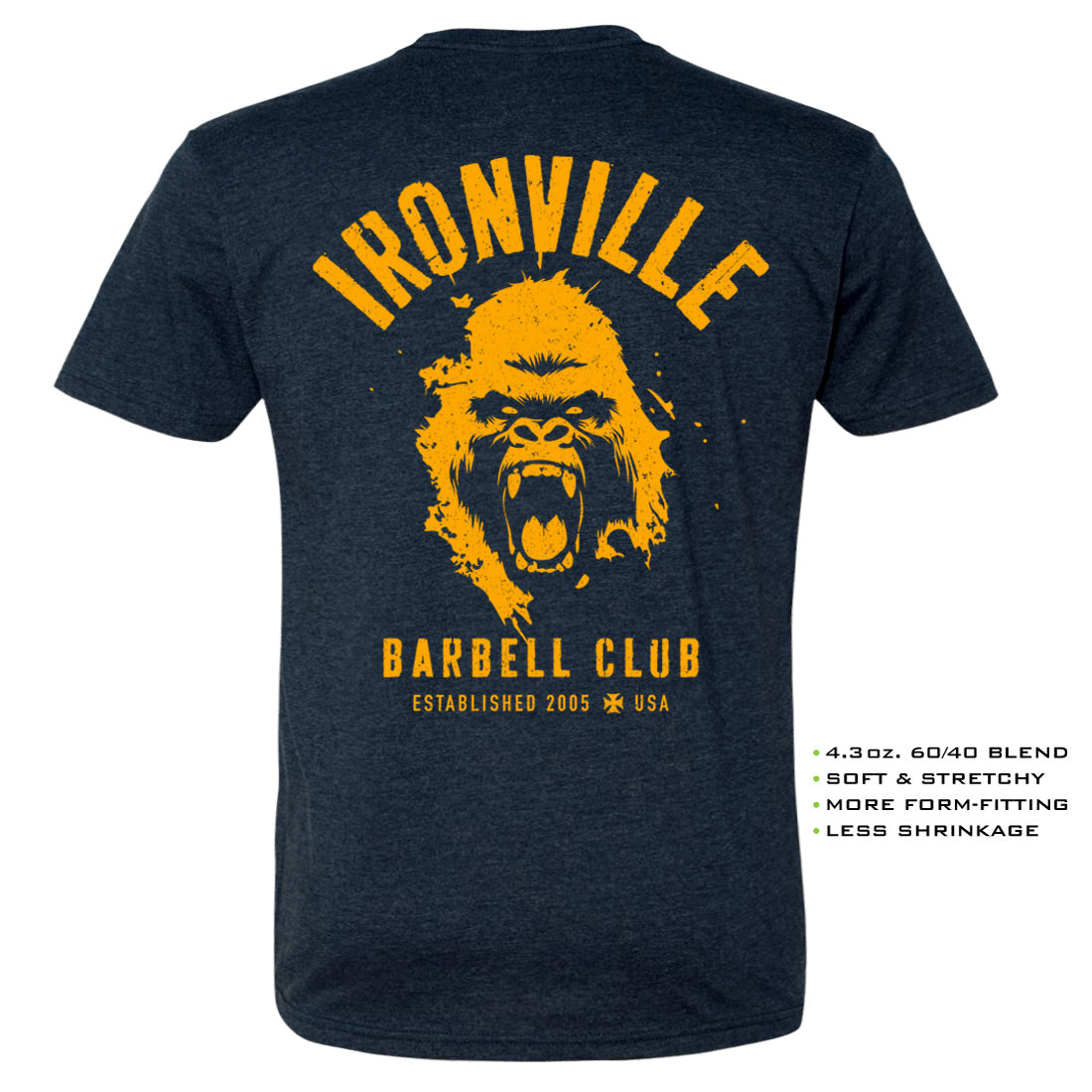Ironville Clothing BARBELL SILVERBACK Soft-Blend Gym Tee