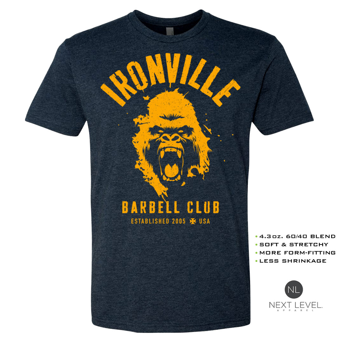 Ironville Clothing BARBELL SILVERBACK Soft-Blend Gym Tee