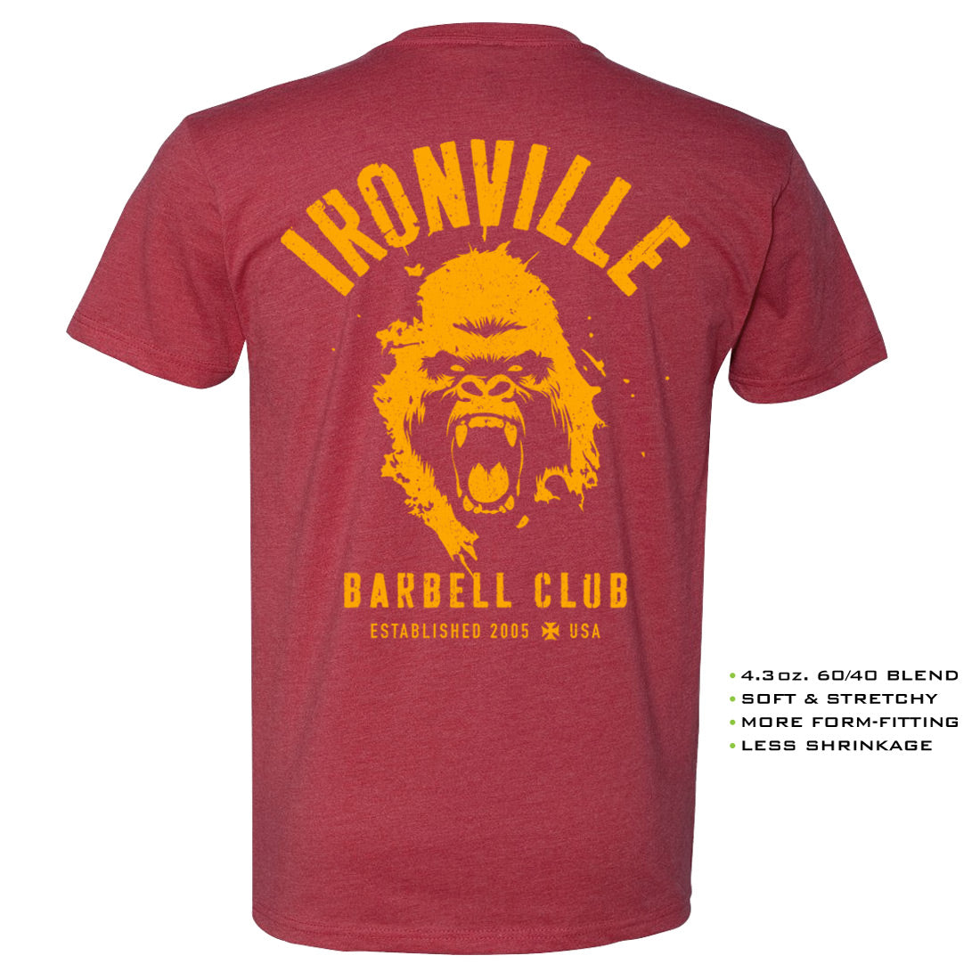 Ironville Clothing BARBELL SILVERBACK Soft-Blend Gym Tee