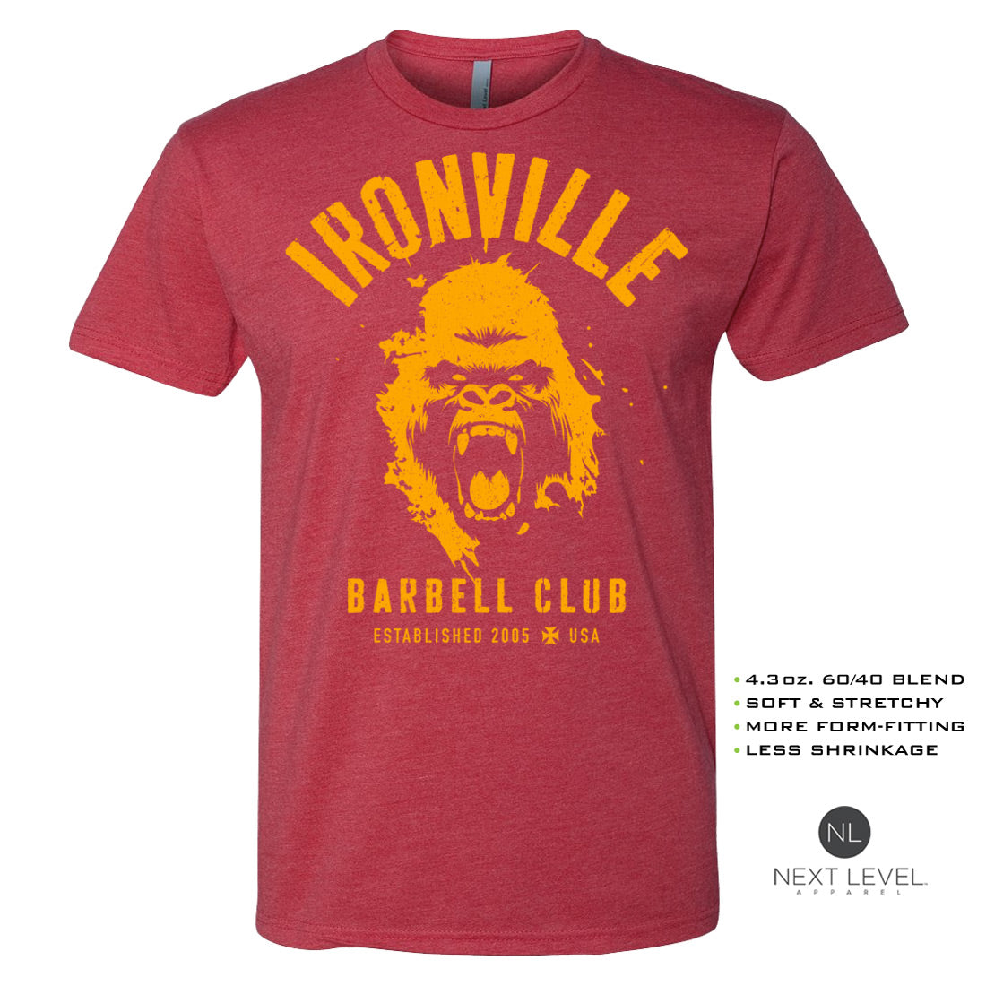 Ironville Clothing BARBELL SILVERBACK Soft-Blend Gym Tee