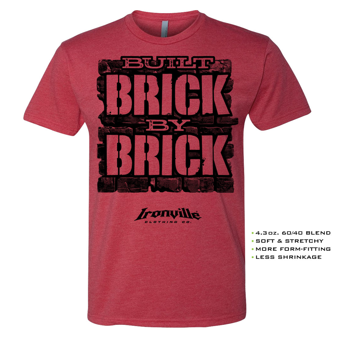 Ironville BRICK BY BRICK Soft-Blend Gym T-shirt ā IRONVILLE CLOTHING CO.