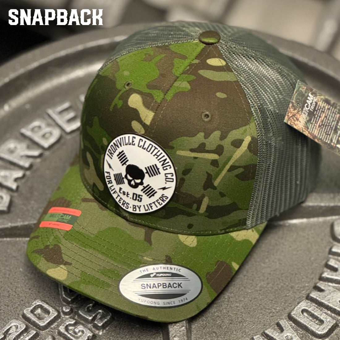 Ironville Crossbones SNAPBACK CAP TRUCKER -Green Camo