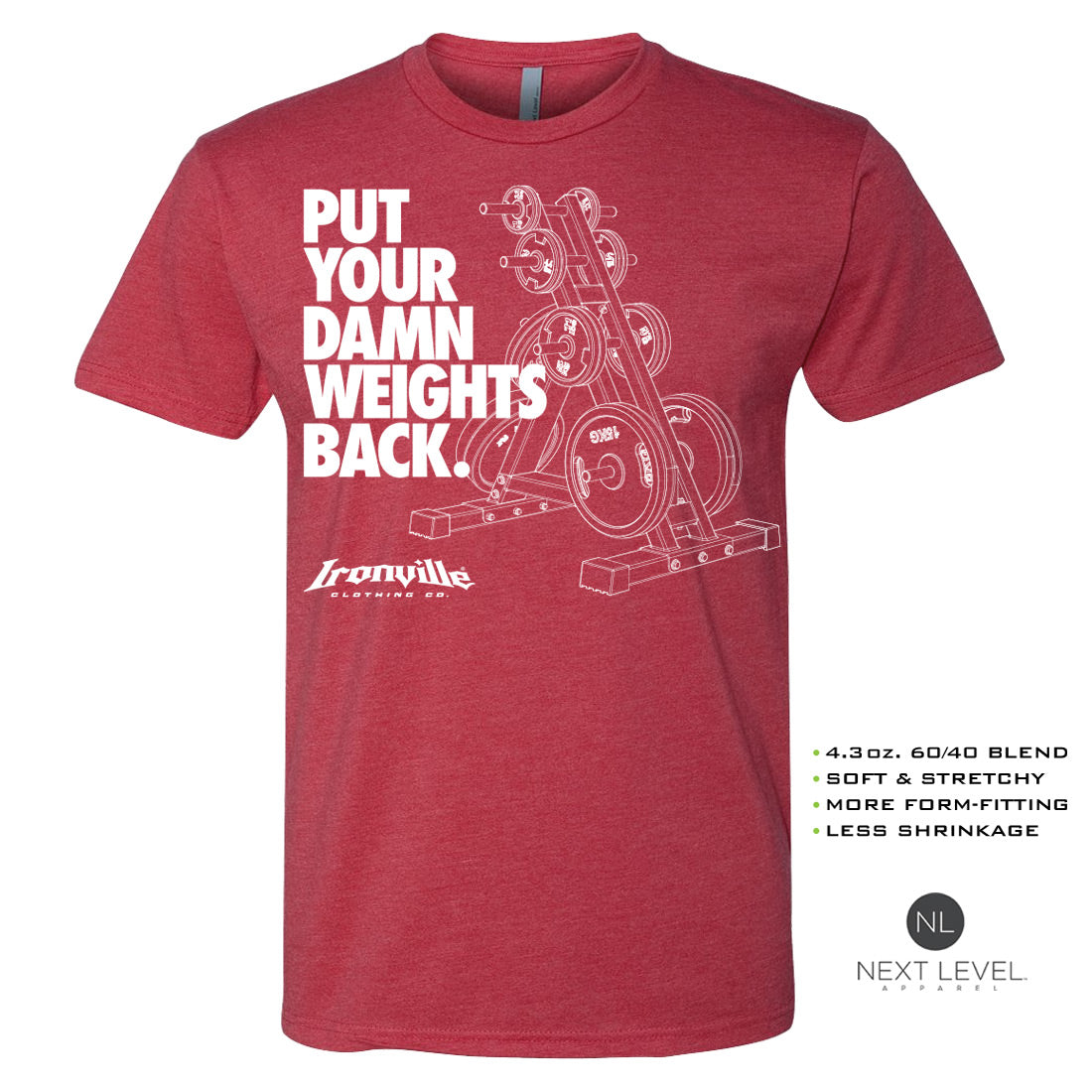 Ironville DAMN WEIGHTS Soft-Blend Fitted Gym T-Shirt
