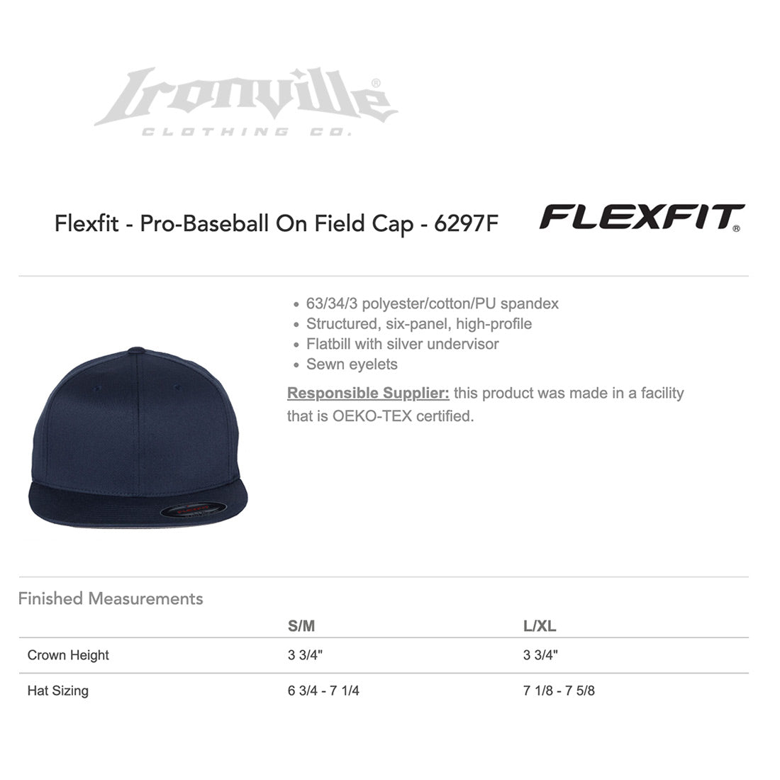 Ironville Crossbones FLEXFIT FLATBILL Fitted Cap