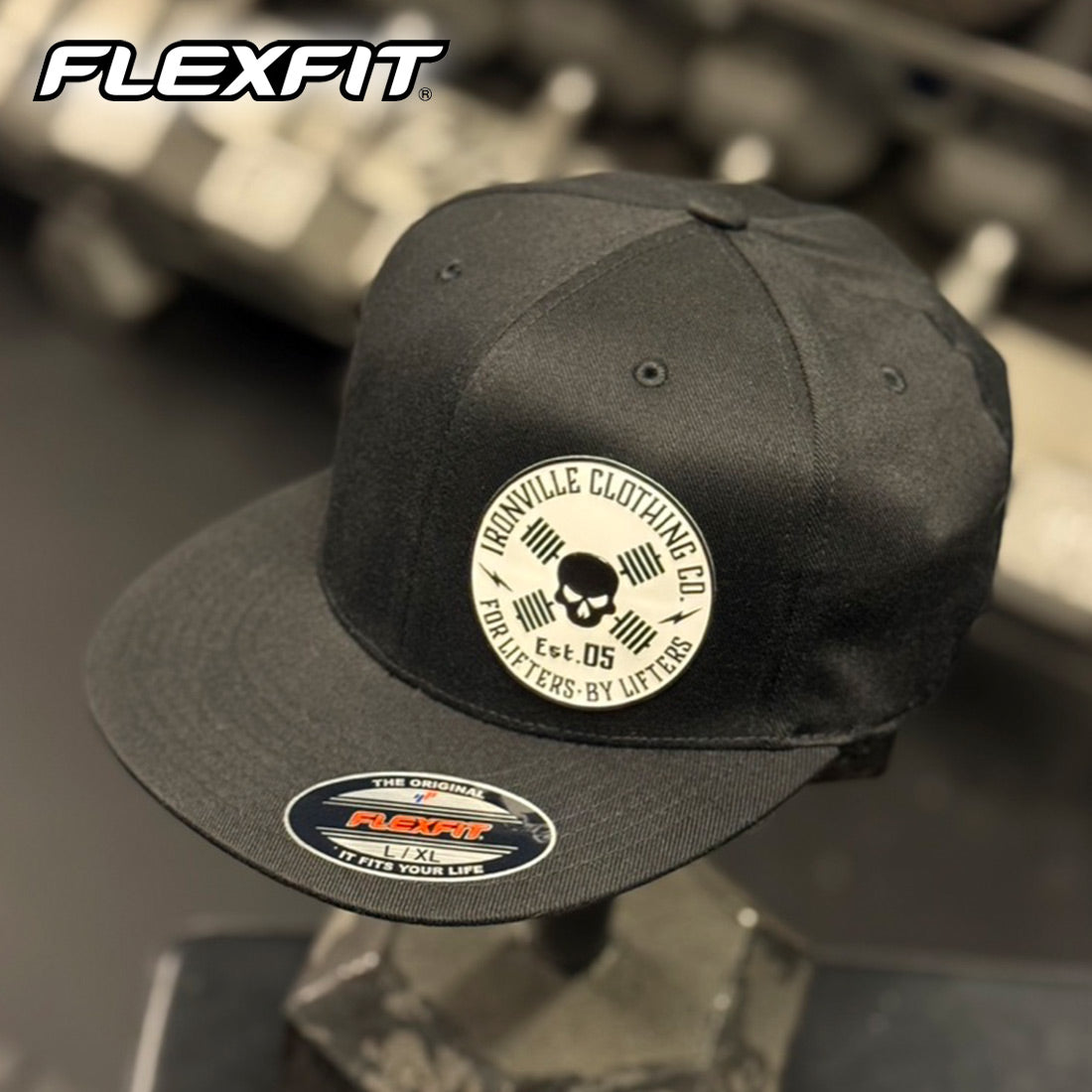 Ironville Crossbones FLEXFIT FLATBILL Fitted Cap