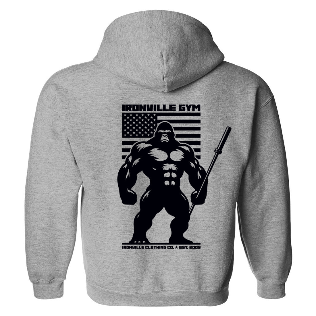 Ironville BARBELL GORILLA Pullover Hoodie Sweatshirt
