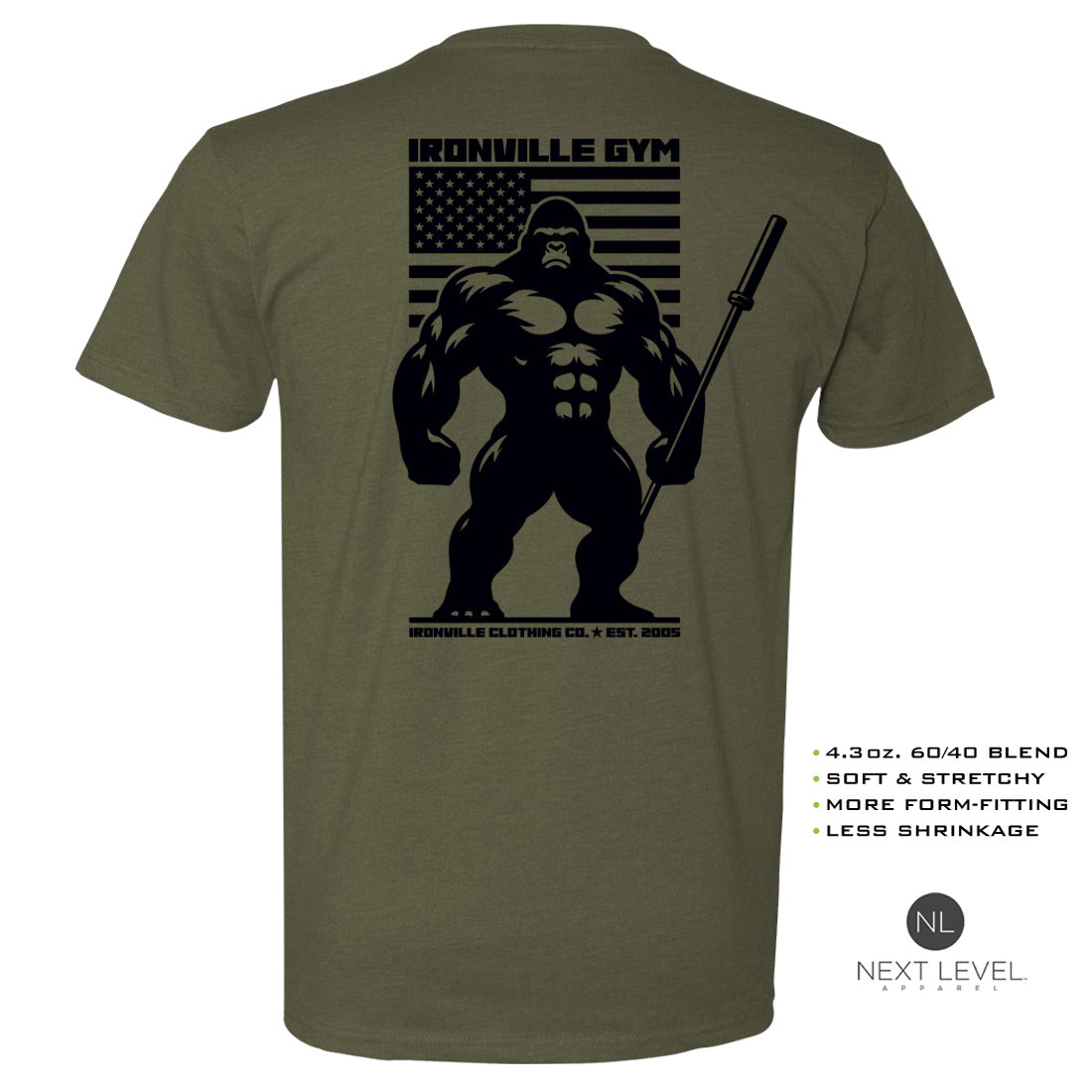 Ironville BARBELL GORILLA Soft-Blend Gym T-shirt