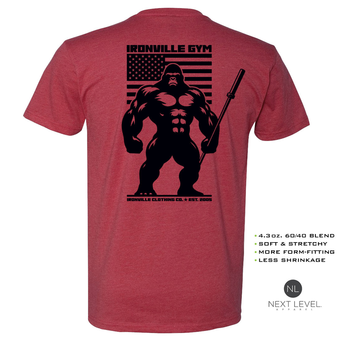 Ironville BARBELL GORILLA Soft-Blend Gym T-shirt