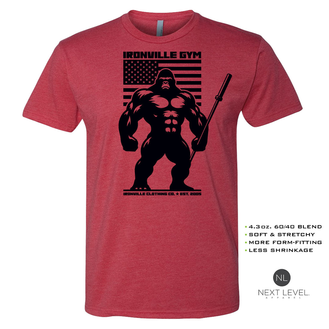 Ironville BARBELL GORILLA Soft-Blend Gym T-shirt