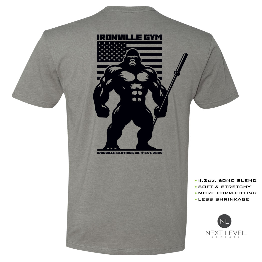 Ironville BARBELL GORILLA Soft-Blend Gym T-shirt