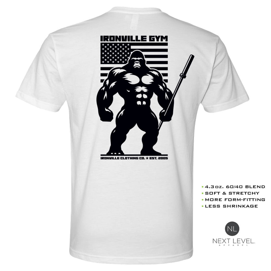 Ironville BARBELL GORILLA Soft-Blend Gym T-shirt