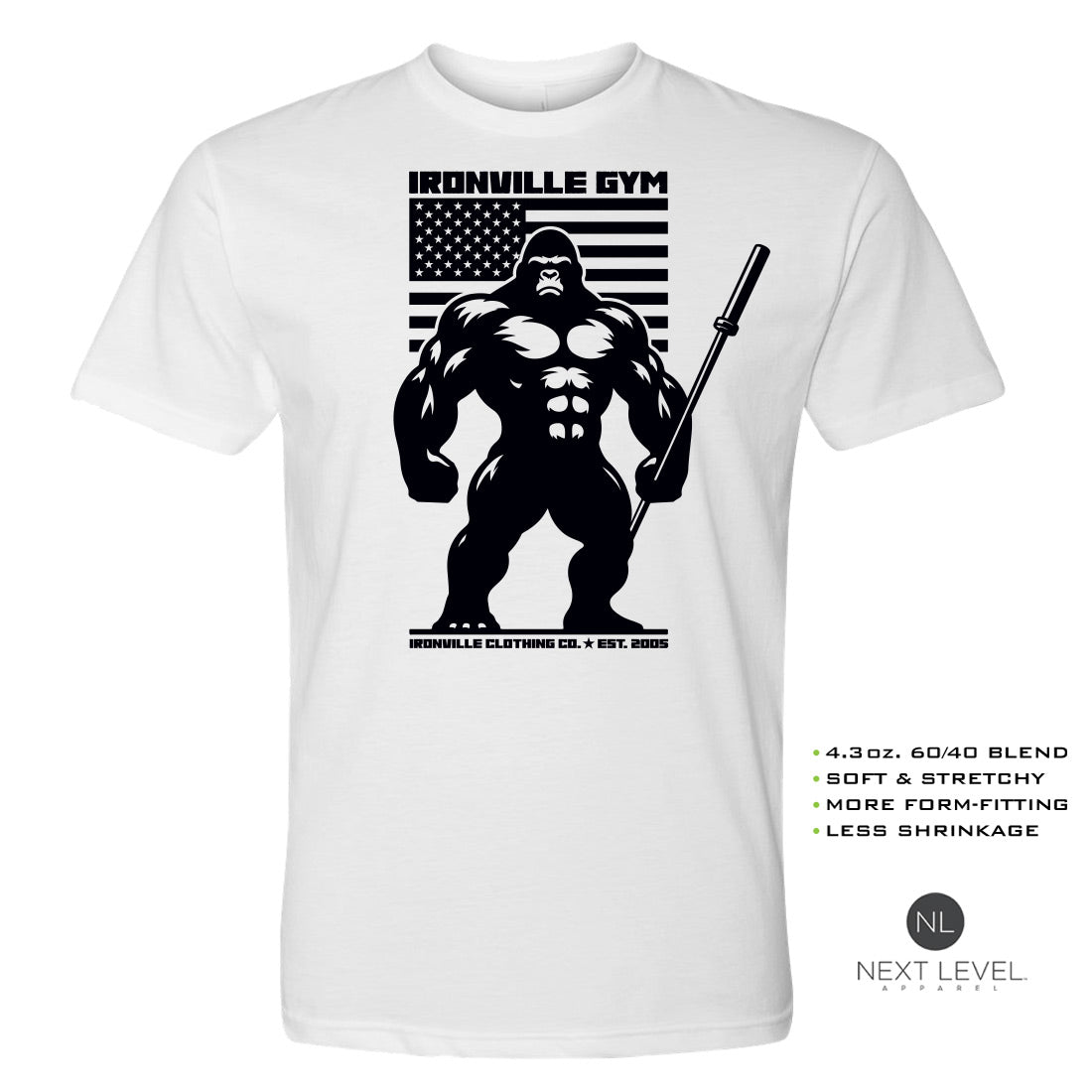 Ironville BARBELL GORILLA Soft-Blend Gym T-shirt