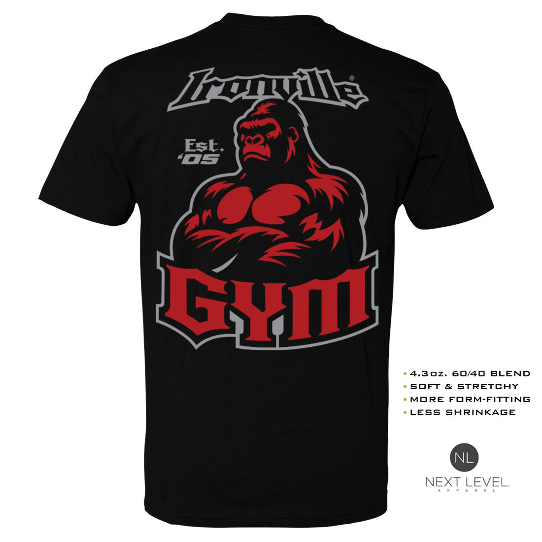 Ironville GYM GORILLA Soft-Blend Fitted Gym T-shirt