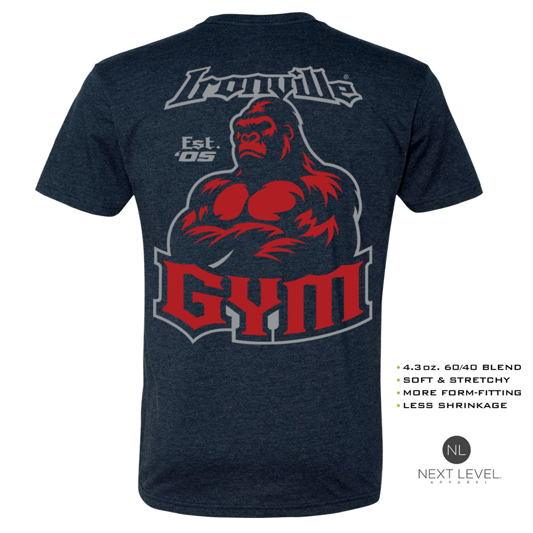 Ironville GYM GORILLA Soft-Blend Fitted Gym T-shirt