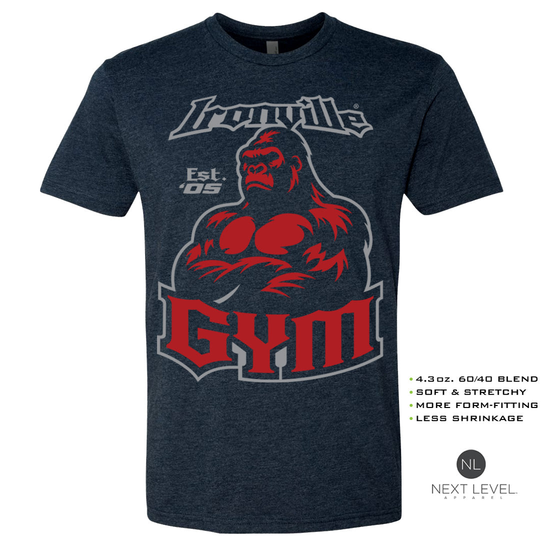 Ironville GYM GORILLA Soft-Blend Fitted Gym T-shirt