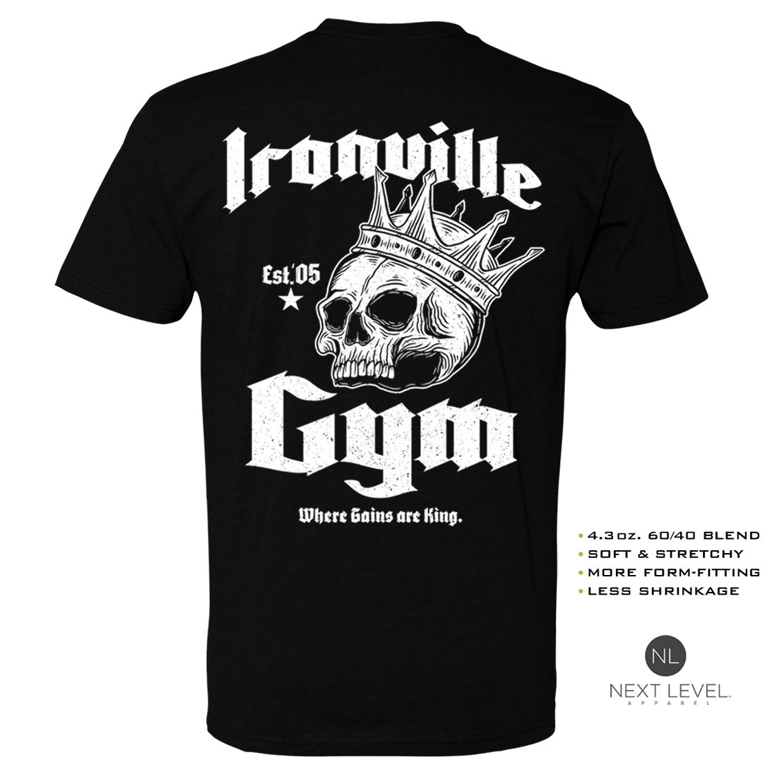 Ironville GYM KING Soft-Blend Fitted Gym T-shirt