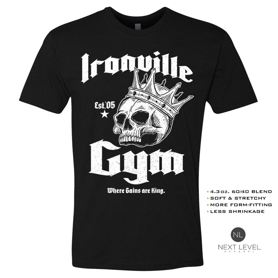 Ironville GYM KING Soft-Blend Fitted Gym T-shirt