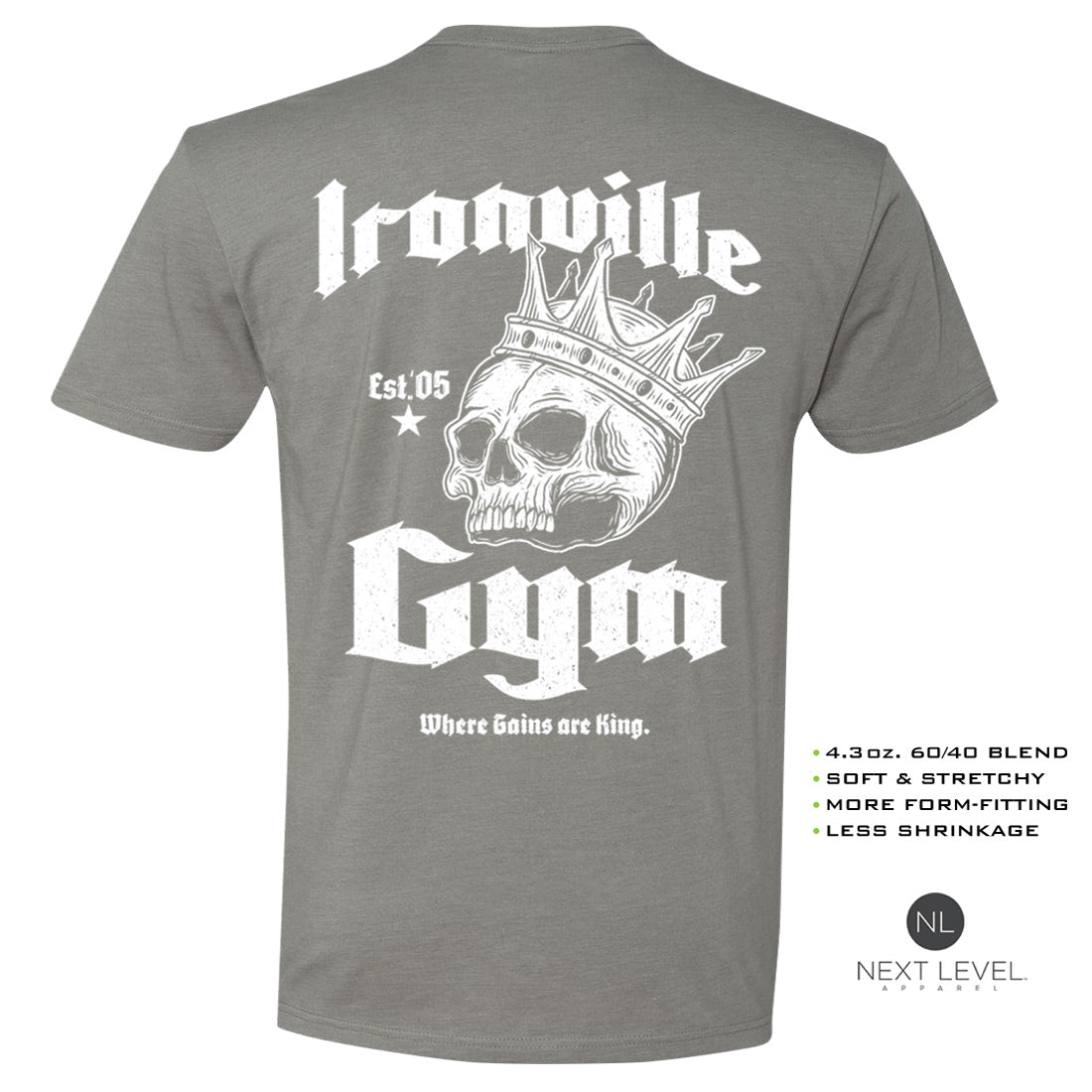 Ironville GYM KING Soft-Blend Fitted Gym T-shirt