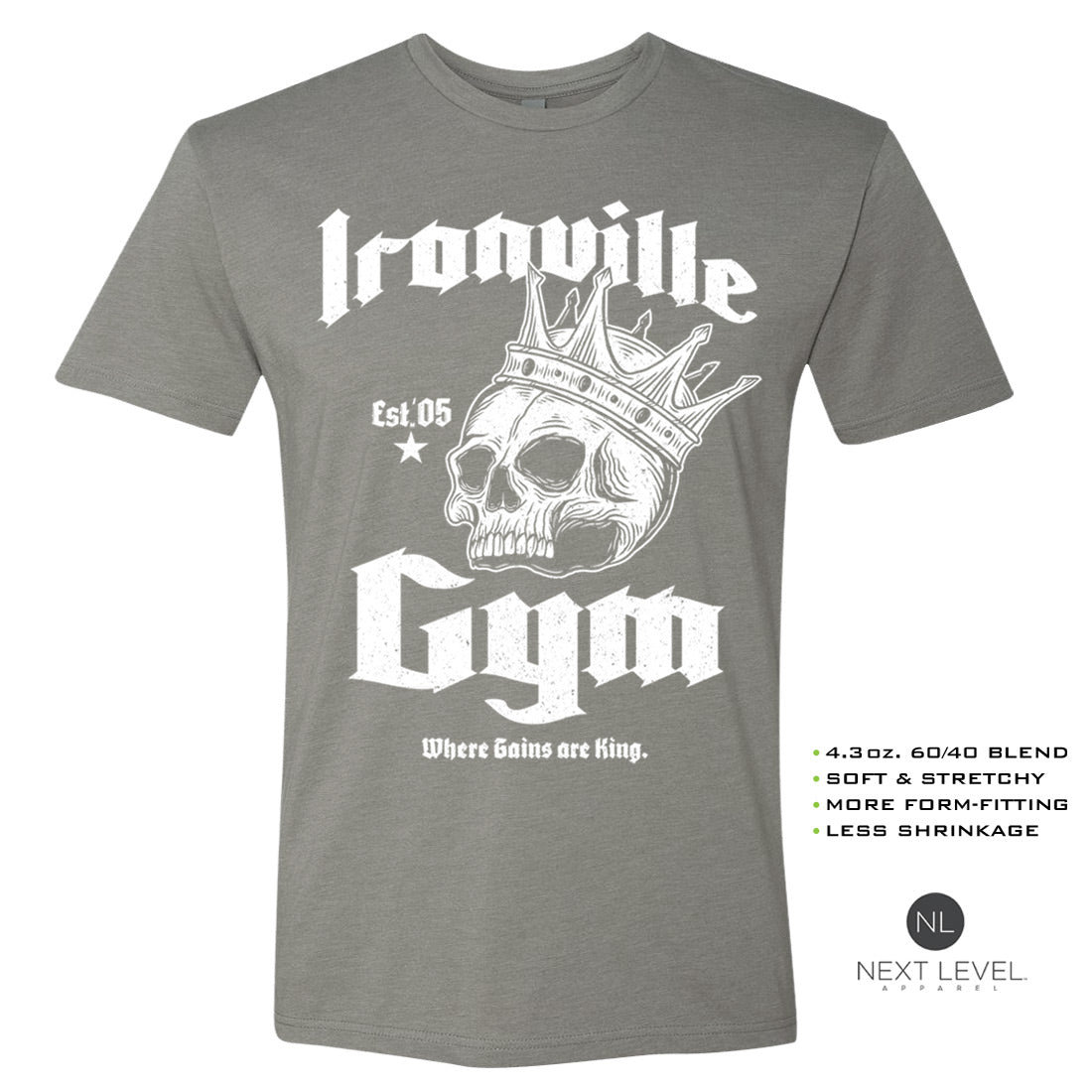 Ironville GYM KING Soft-Blend Fitted Gym T-shirt