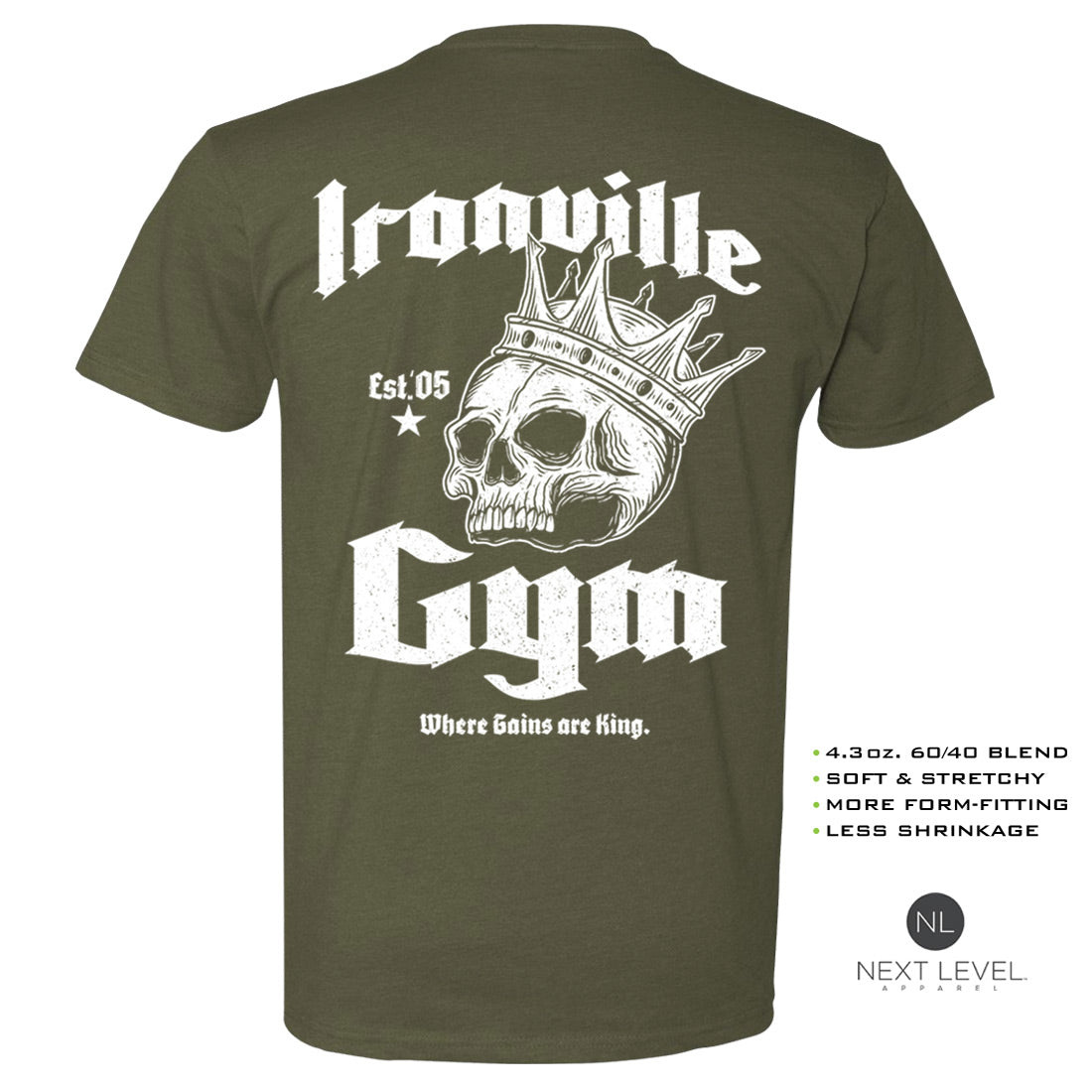 Ironville GYM KING Soft-Blend Fitted Gym T-shirt