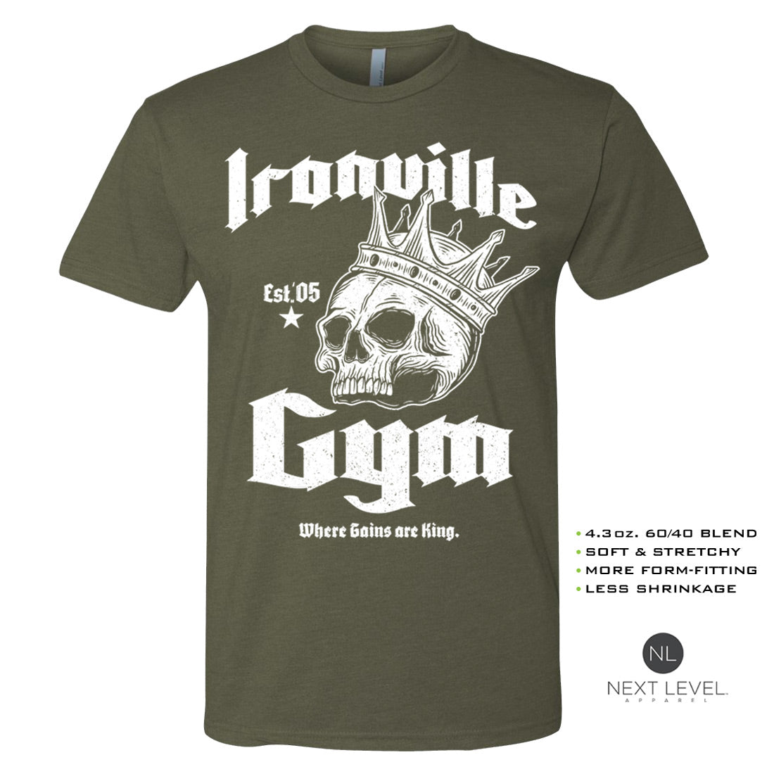 Ironville GYM KING Soft-Blend Fitted Gym T-shirt