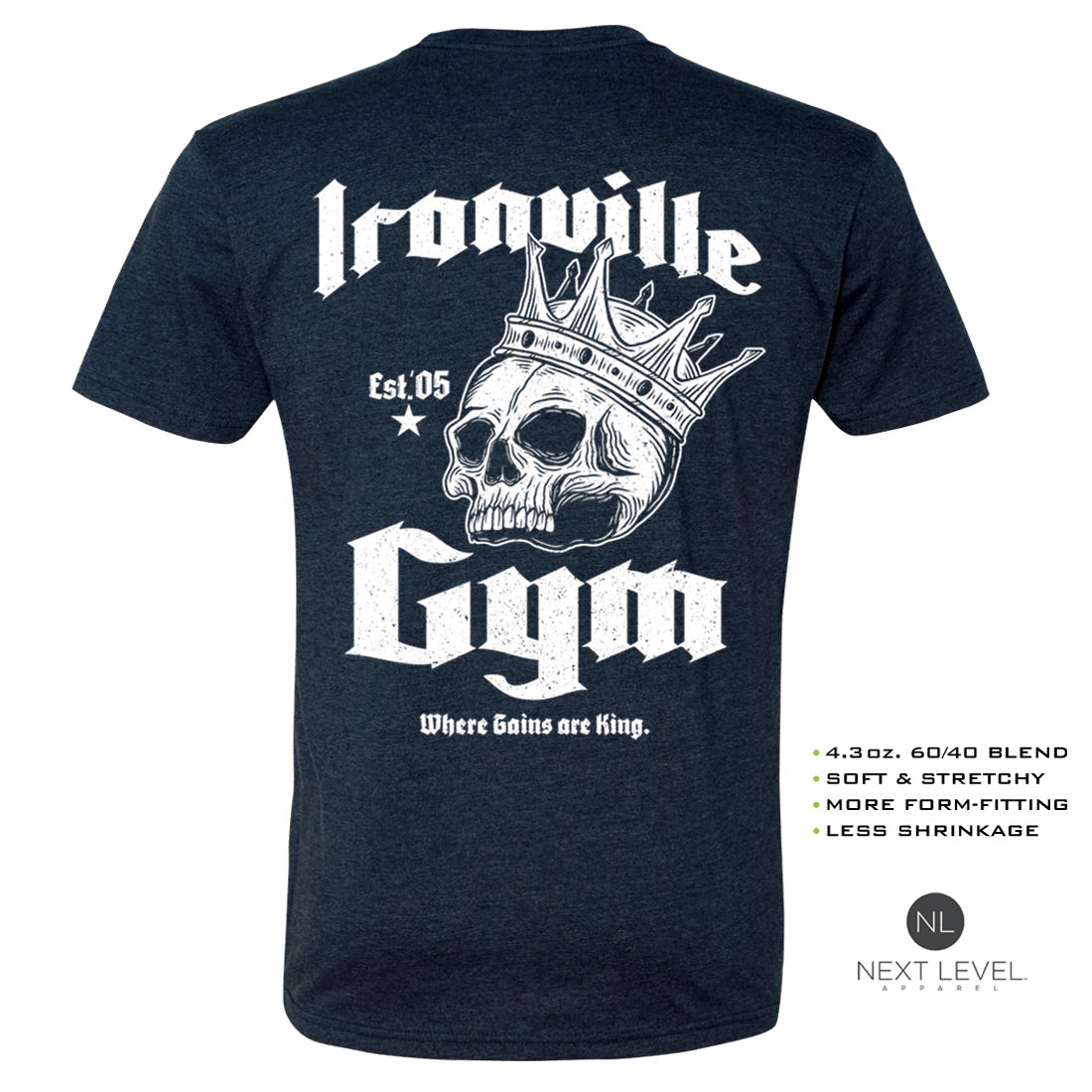 Ironville GYM KING Soft-Blend Fitted Gym T-shirt