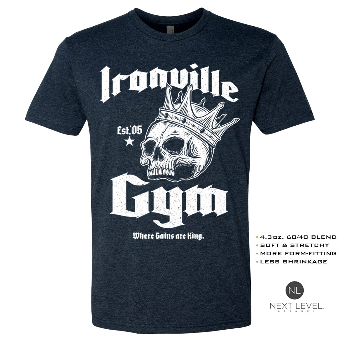 Ironville GYM KING Soft-Blend Fitted Gym T-shirt