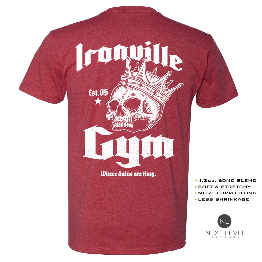 Ironville GYM KING Soft-Blend Fitted Gym T-shirt