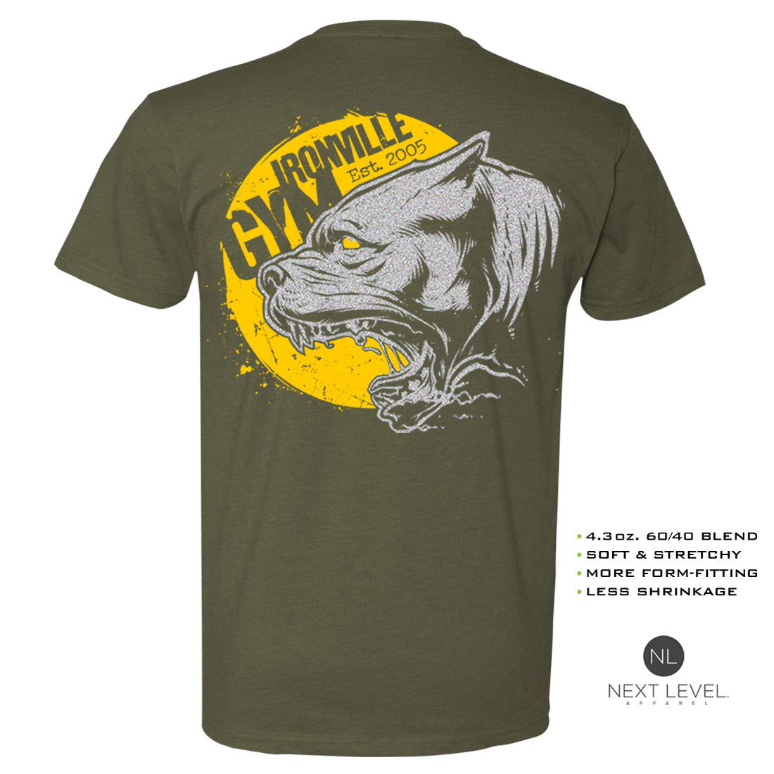 Ironville RABID PITBULL Soft-Blend Fitted Gym T-shirt