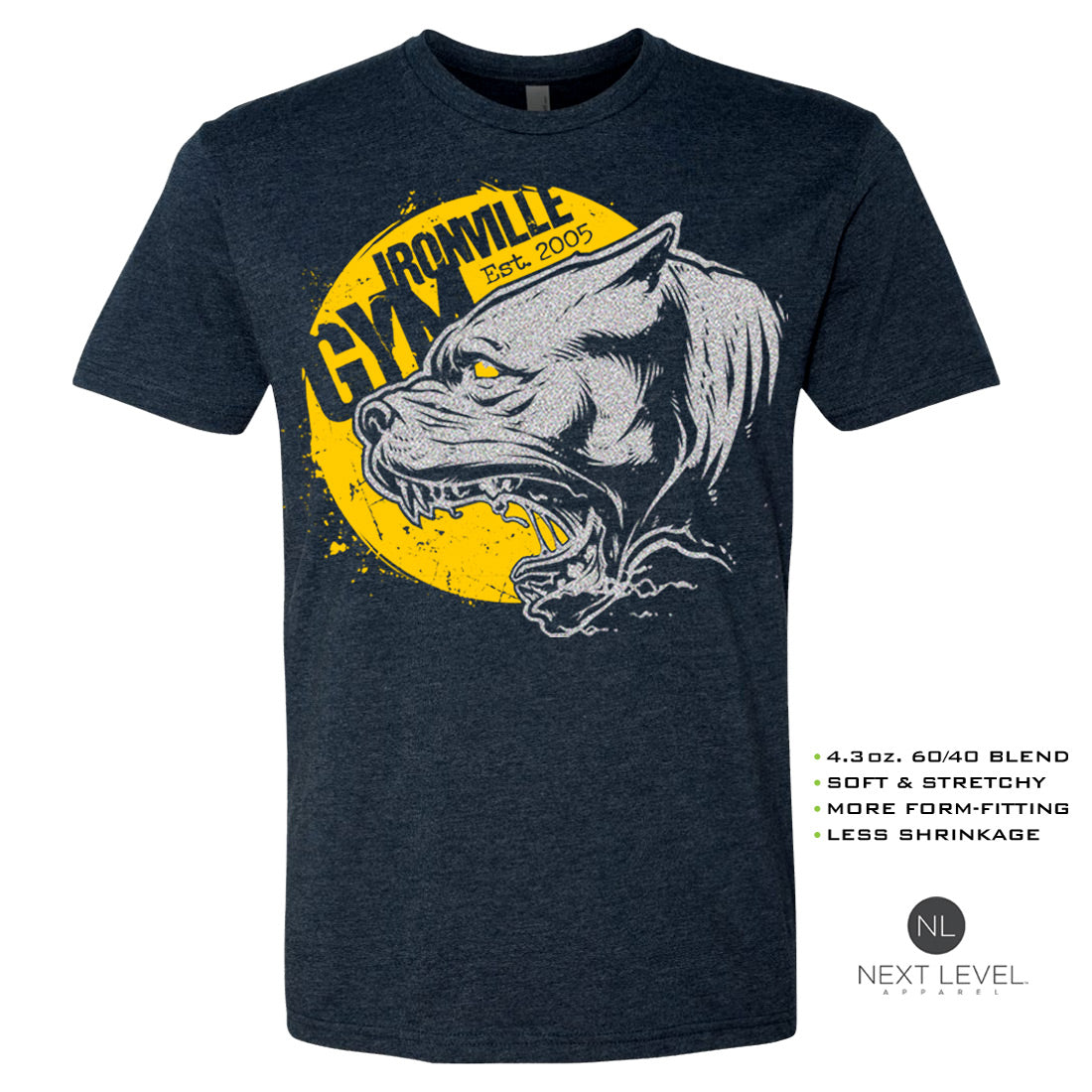 Ironville RABID PITBULL Soft-Blend Fitted Gym T-shirt