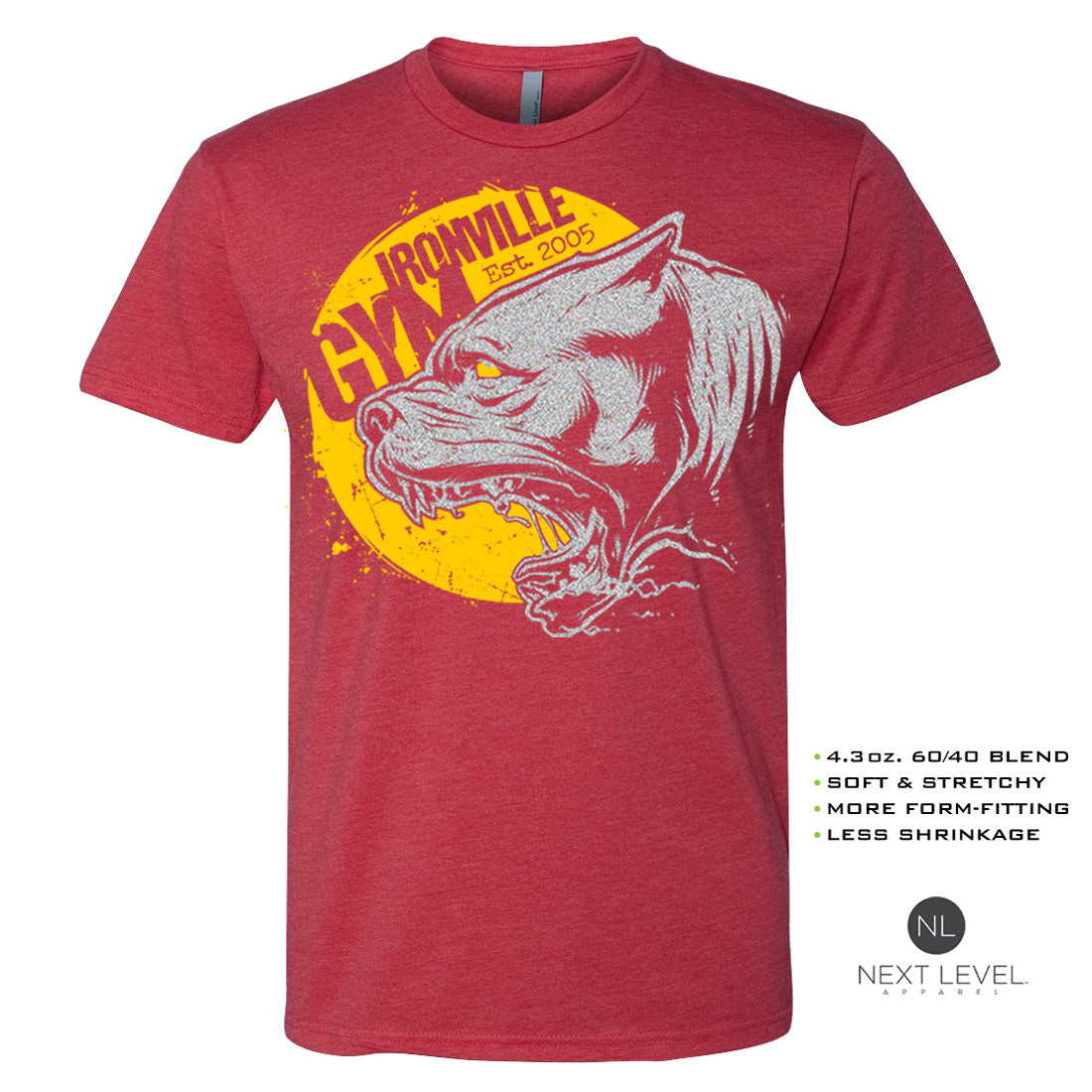 Ironville RABID PITBULL Soft-Blend Fitted Gym T-shirt