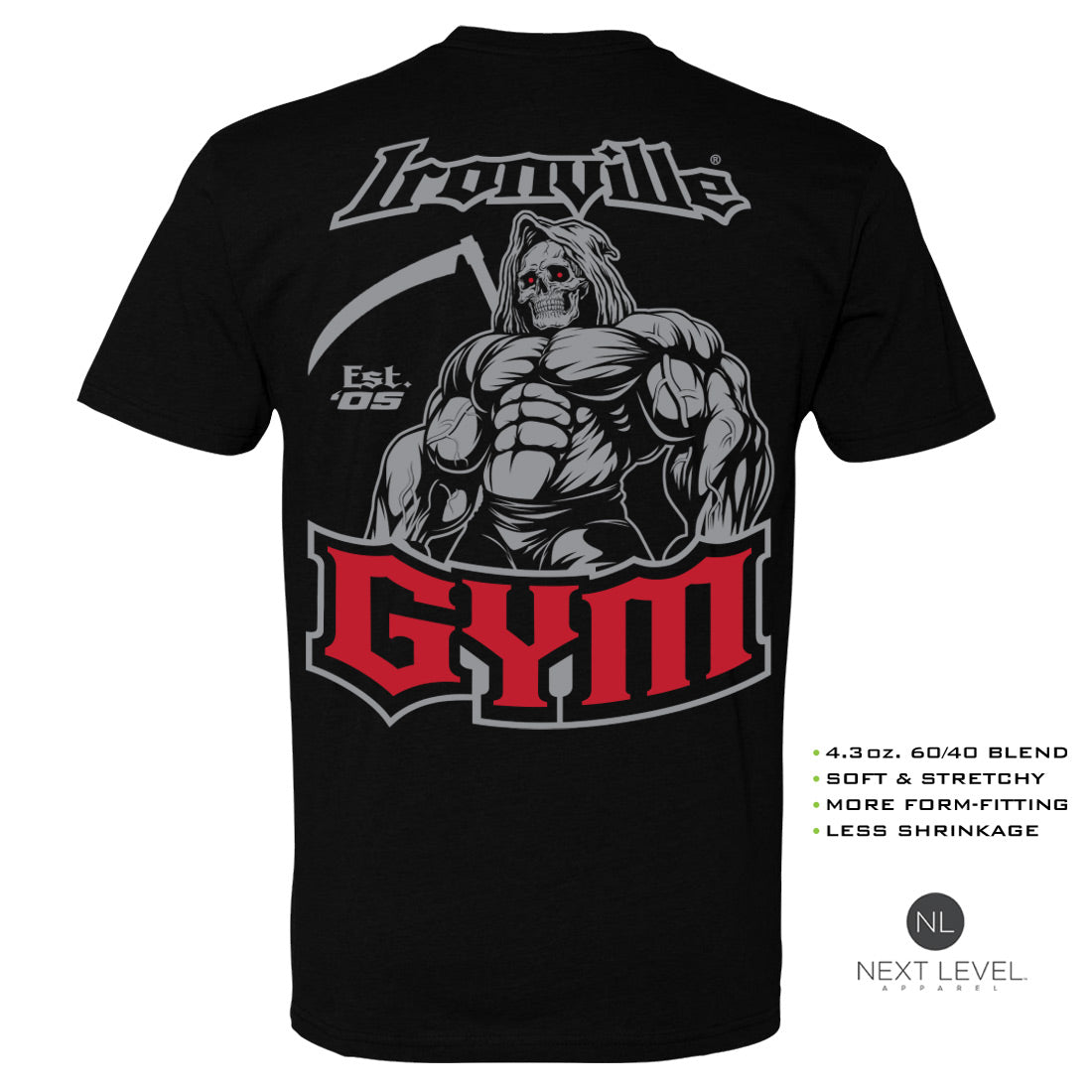 Ironville GYM REAPER Soft-Blend Fitted Gym T-shirt