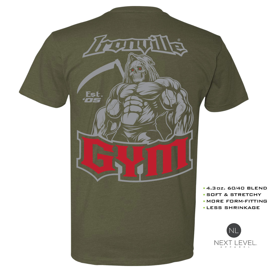 Ironville GYM REAPER Soft-Blend Fitted Gym T-shirt