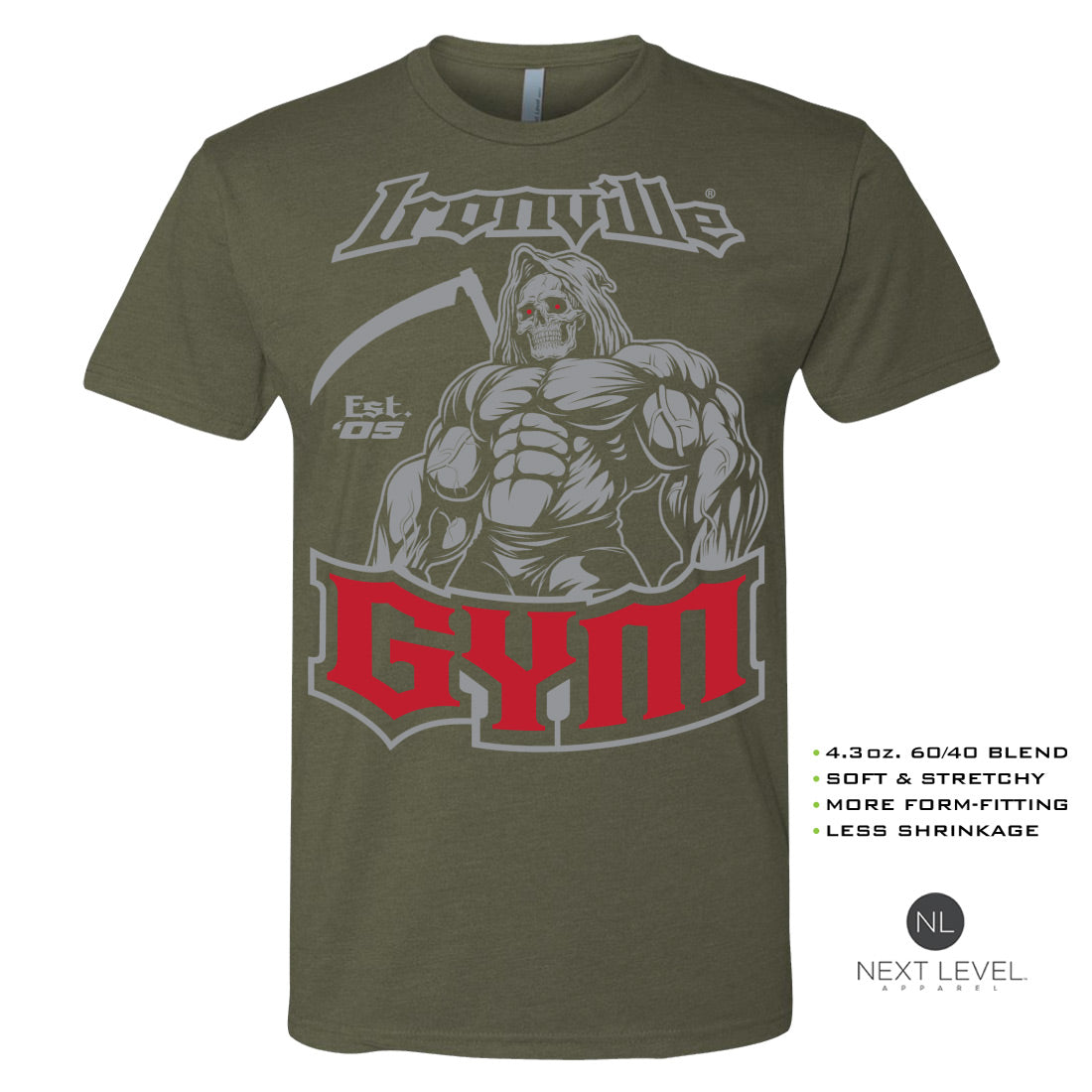 Ironville GYM REAPER Soft-Blend Fitted Gym T-shirt